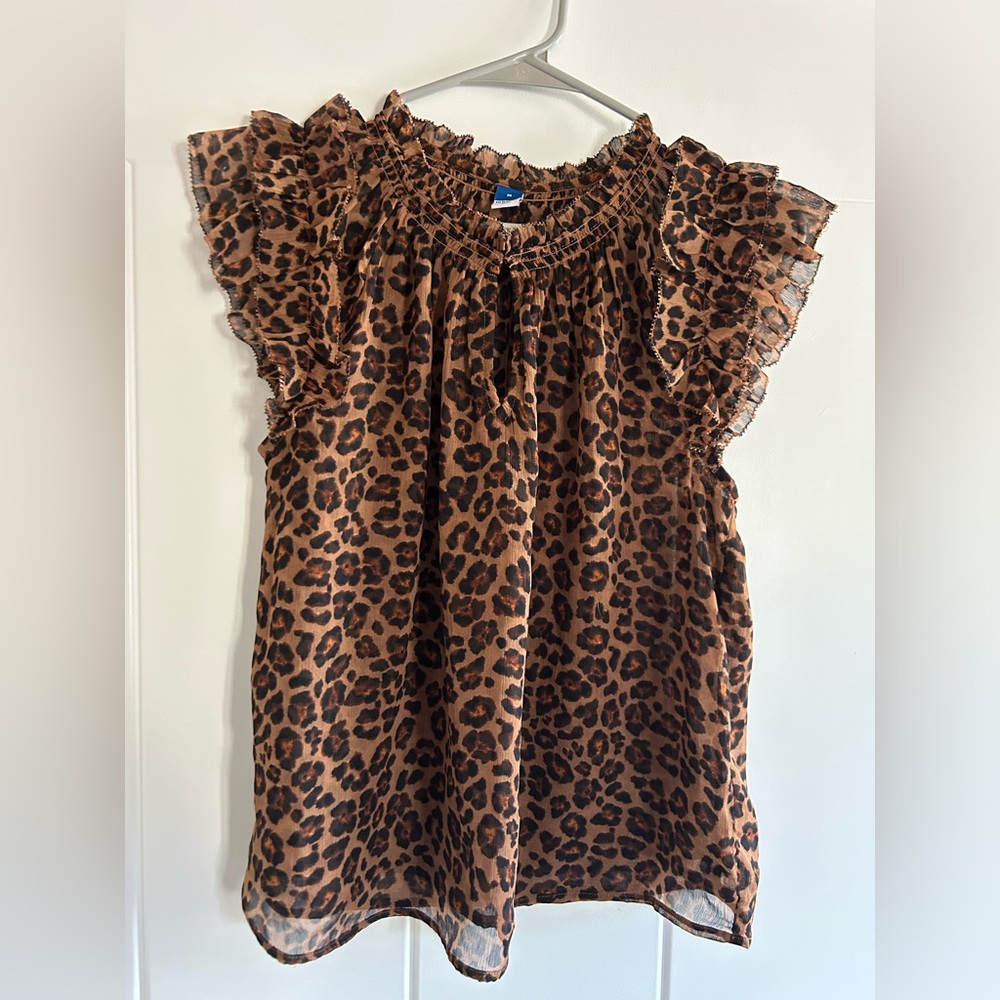 Old Navy Animal Print Short Sleeve Blouse Size M